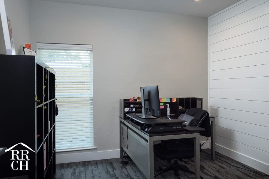 Modern Commercial Office Renovation with Shiplap Accent Wall | Robinson Renovation and Custom Homes