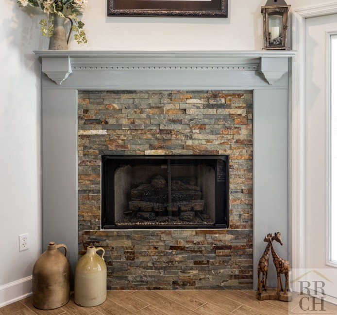 Ledger Stone Clad Fireplace In Florida Remodel