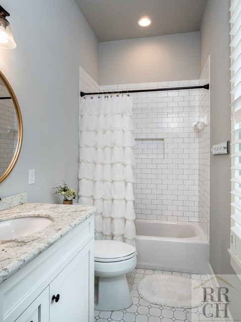 Tiled Shower Surround in Gray Custom Gainesville Bathroom 
